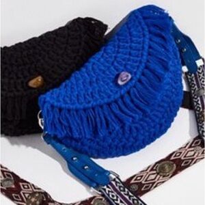 Free People Blue Crochet Crossbody Bag